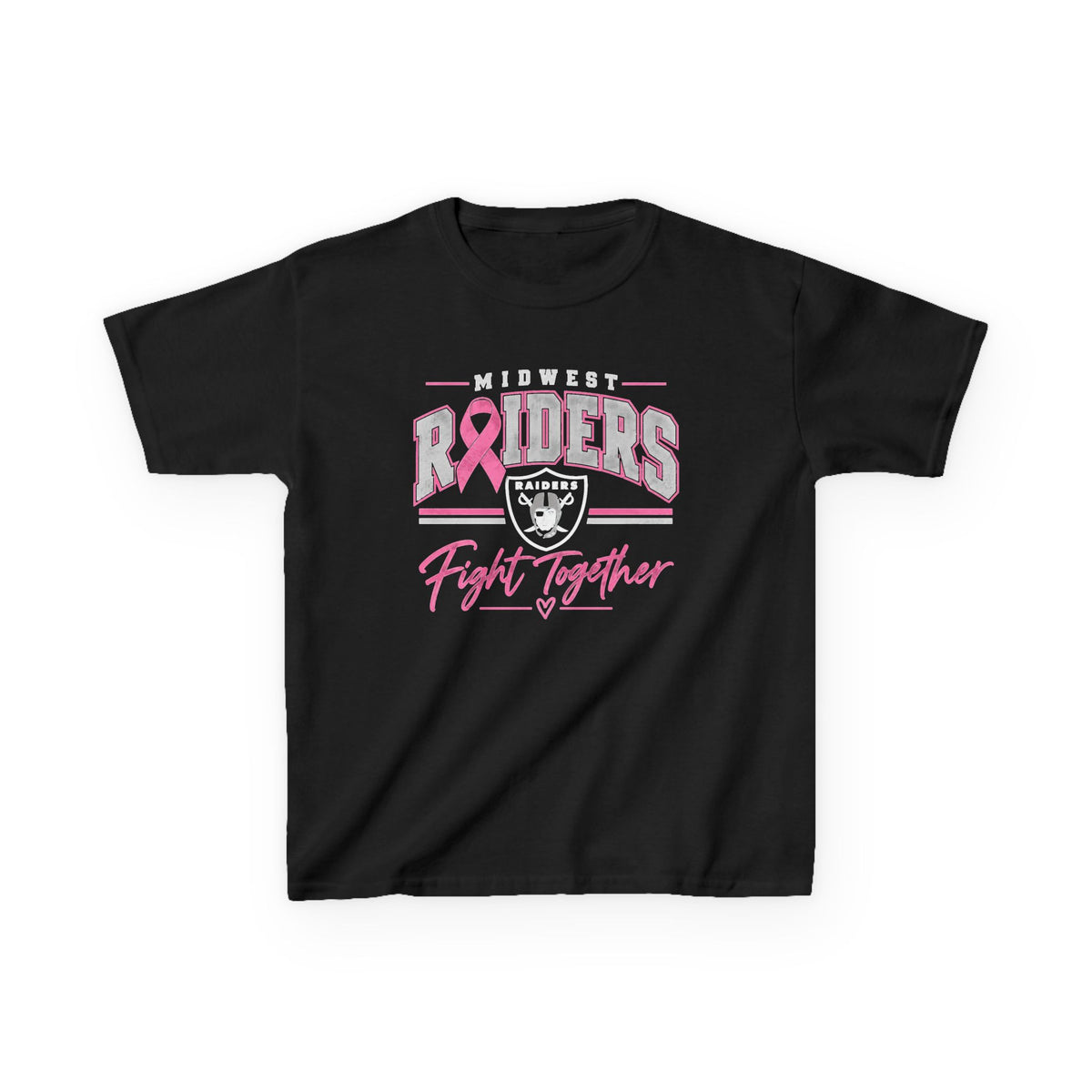 Midwest Raiders Fight Together Breast Cancer Support Youth T-Shirt