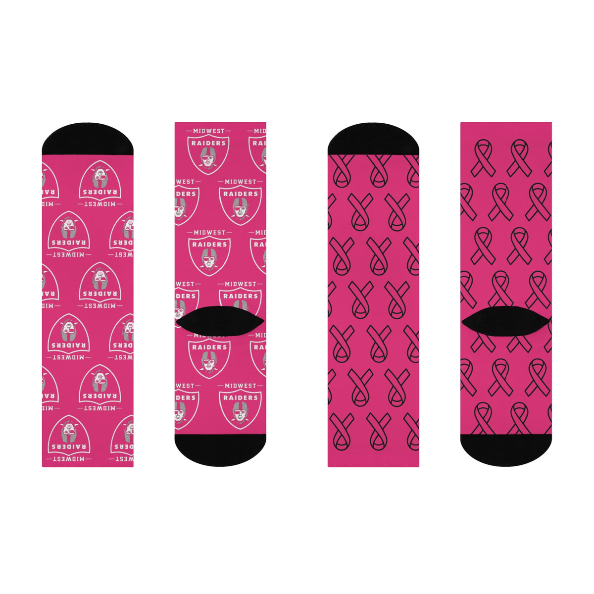 Pink Awareness Ribbon Crew Socks — Cushioned Breast Cancer Support Socks