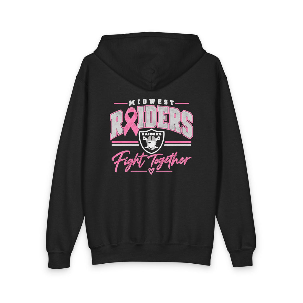 Midwest Raiders Fight Together Breast Cancer Support Youth Double-Sided Zip Hoodie