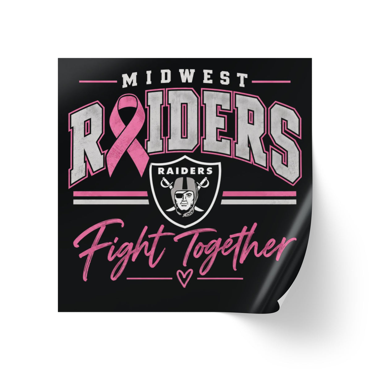 Midwest Raiders Fight Together Breast Cancer Support Stickers