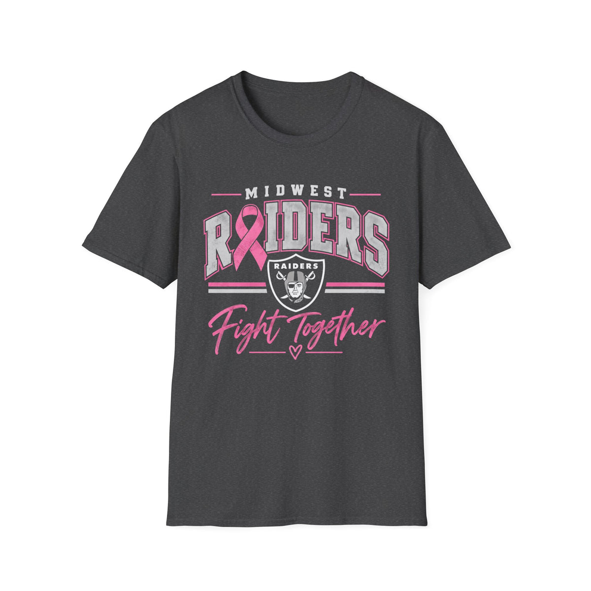 Midwest Raiders Fight Together Pink Ribbon Breast Cancer Support T-Shirt